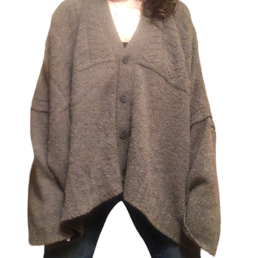gray button up wool sweater from uk